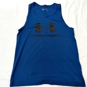 Under Armour Men's Tank Top in Teal Blue with Black Decals. Size Small Loose Fit